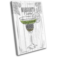 Margarita Cocktail Alcohol Bar Vintage SINGLE CANVAS WALL ART Picture Print