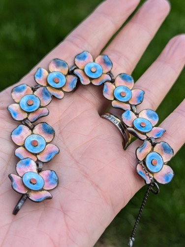 Vintage Bernard Instone Silver And Enamel Bracelet - Picture 6 of 21