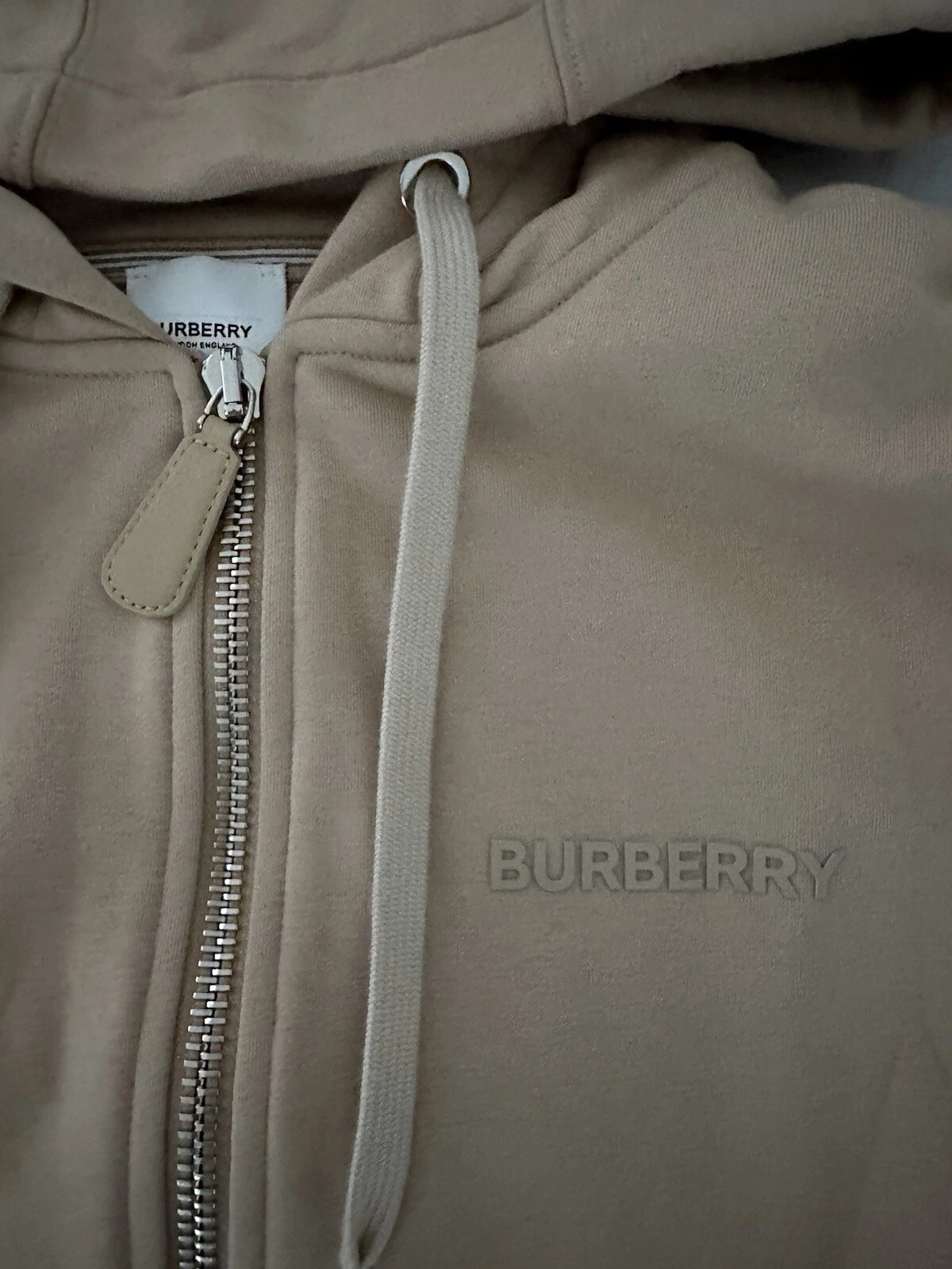 Felpa con cappuccio e zip uomo Burberry marrone taglia S con etichetta