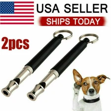 2Pcs Dog Training WHISTLE UltraSonic Obedience Stop Barking Pet Sound PitchBlack