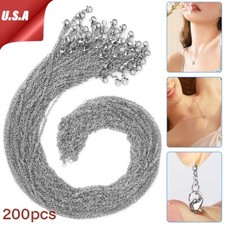 200PCS Stainless Steel Silver Tone Chain Necklace for DIY Jewelry Making Gift