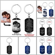 Personalized Engraved Photo Dog Tag Keychain Daughter Mom Dad Graduation Gift