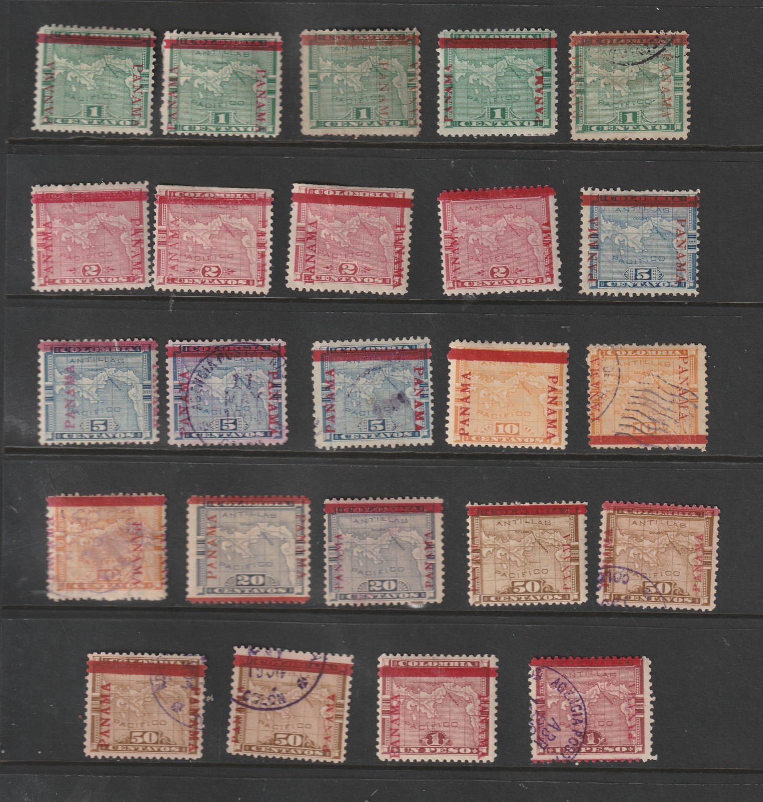 Panama Scott# 76-82 Mint & Used w Varieties