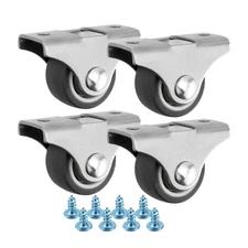 Quacc 4 PCS 1 Inch Fixed Caster Wheels Furniture Directional Casters Mini... 