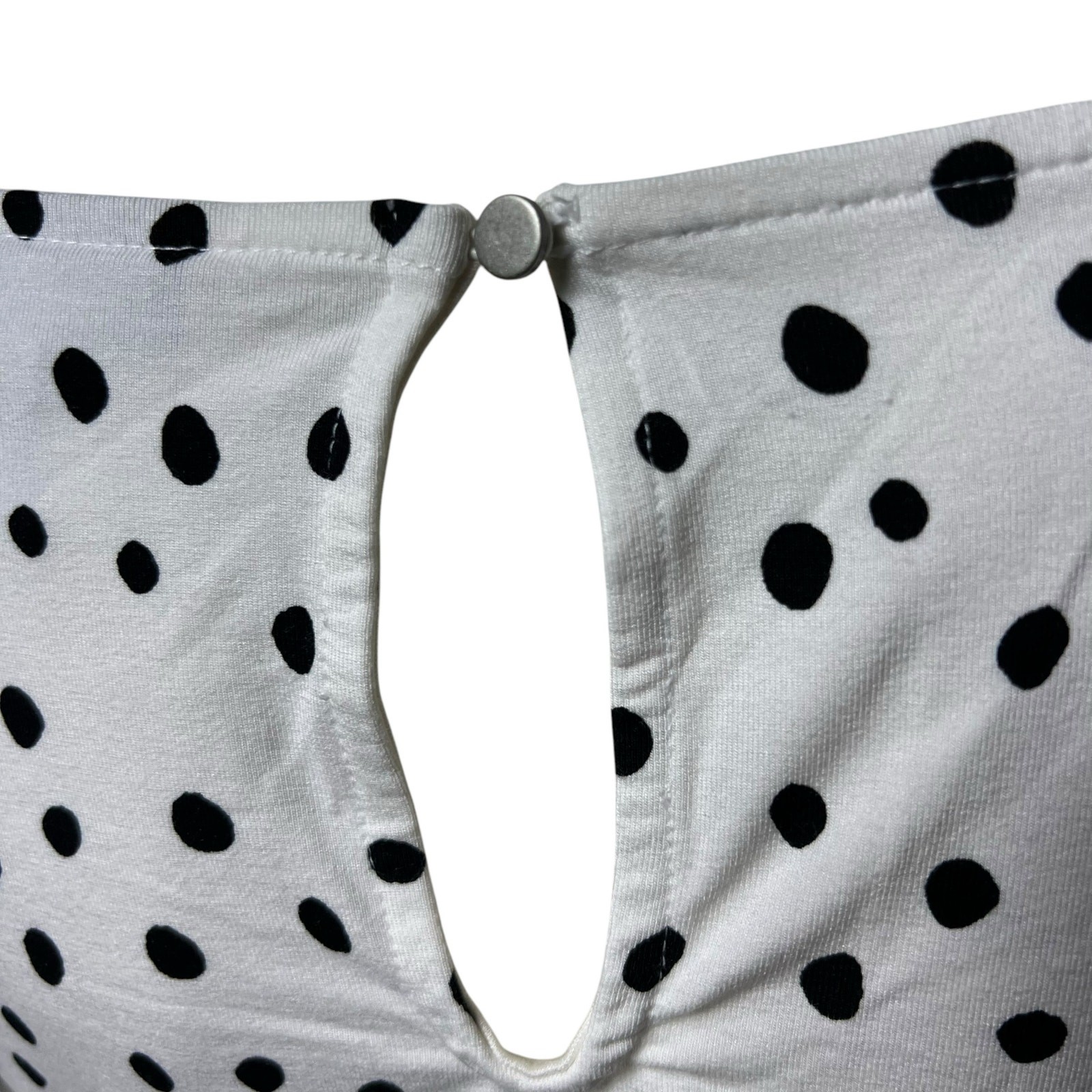 A Pea in the Pod White Black Polka Dot Maternity Top Side Ruched Blouse Size SP