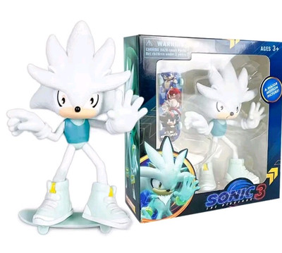 SONIC 3 SILBER ACTIONFIGUR 15 CM SONIC THE HEDGEHOG FILM ANIMATION VIDEOSPIEL