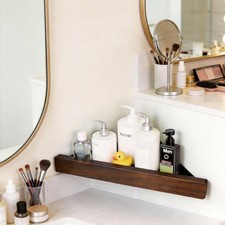 Corner Shelf 1 Pack, Solid Wood Triangle Wall Mounted Shelf, Adhesive or Screws,
