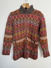 Vintage Pachamama Hand Made Nepal Wool Zip Cardigan FairIsle Jacket Size S