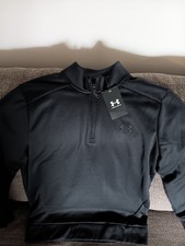 NWT MENS UNDER ARMOUR UA FLEECE 1/4 ZIP PULLOVER,,BLACK SIZE MED,,NWT,,LOOK