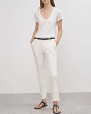  390 NILI LOTAN - Winter White Jenna Casual Crop Pants Trousers - Women's Size 6