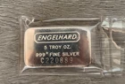 SEALED ENGELHARD 5 oz 999+ SILVER VINTAGE INGOT BAR