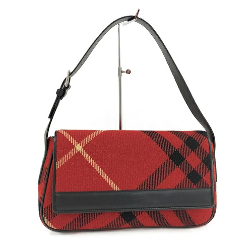 Bolso de Hombro BURBERRY Cuero Lana Rojo Negro - Imagen 1 de 10