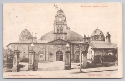 Devonshire Hospital, Buxton - Valentines Serie / F. Wright, Briefpapier Postkarte
