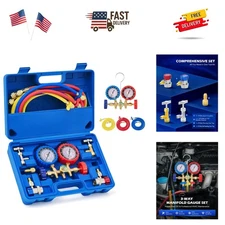 AC Gauges, AC Manifold Gauge Set for R134a R12 R502 Refrigerant, 3 Way Car wi...