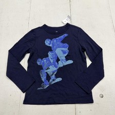 Gap Kids Shirt Youth Small 6-7Y Blue Snowboarder Graphic Long Sleeve Tee