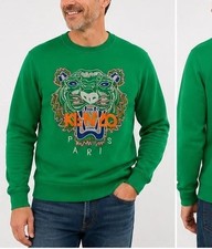 Kenzo Men's Black Embroidered Tiger Head Crewneck Sweatshirt Paris Size XL