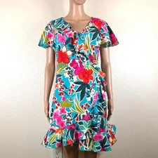 Shein Multicolored Colorful Floral Wrap Dress