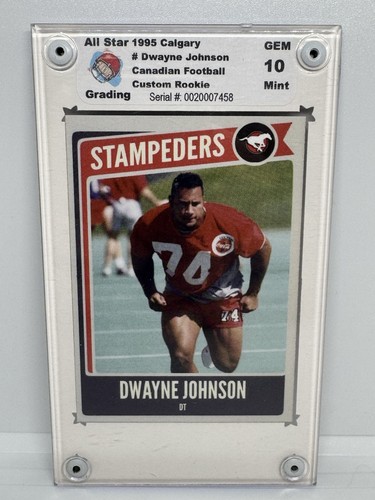 1995 Calgary Stampeders Dwayne "The Rock" Johnson Custom Rookie ASG GEM MINT 10
