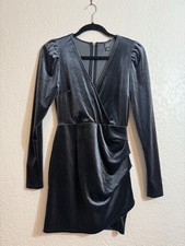 Wild Fable Blue Velvet Wrap Dress Women’s Medium Long Sleeve V-Neck