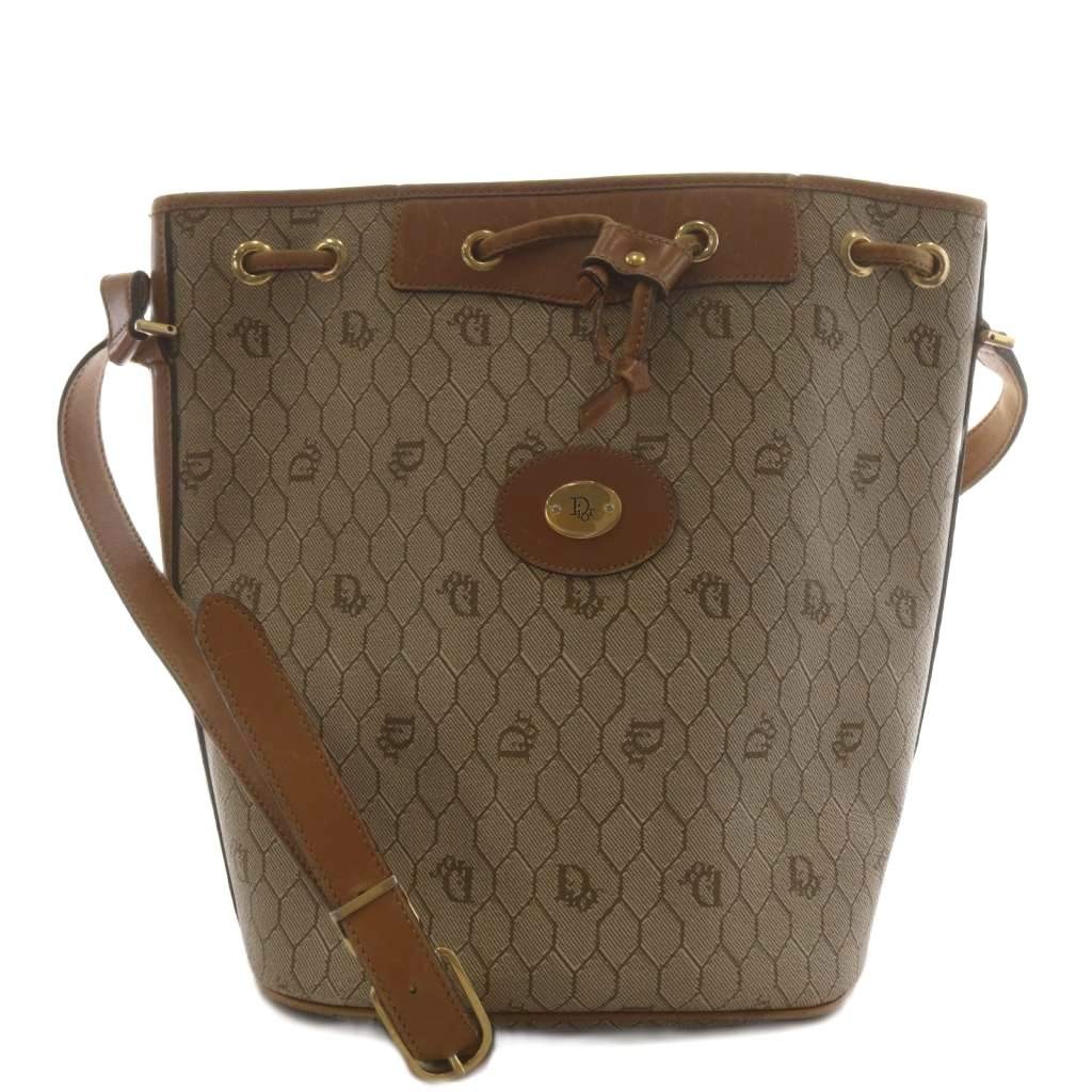 Christian Dior hristian Dior Honeycomb Pattern Shoulder Bag Leather PVC Brown
