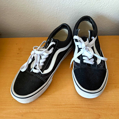 Vans Old Skool Black/White Canvas Lace-Up Low Top Sneakers Men's US 6.5