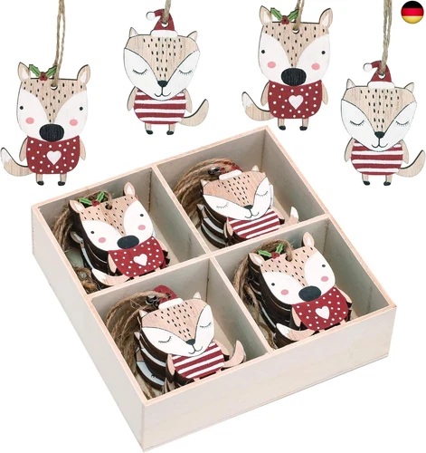 Valery Madelyn Holz Weihnachten Anhänger 24tlg 6cm Baum Weihnachtsdeko mit 2 - Bild 1 von 6