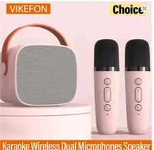Portable Karaoke Machine Wireless Dual Microphones Bluetooth Speaker Party Gift