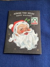 Vintage Christmas greeting cards Santa Claus reindeer across the Miles Hallmark