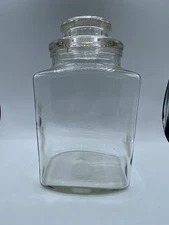 Vintage Clear Glass 1950’Store Apothecary Canister Candy Cookie Jar 10” with Lid