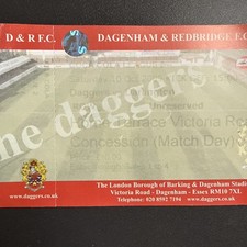 Dagenham v Darlington(Coca Cola League 2 2009/10) 10/10/2009 Match Ticket Faded
