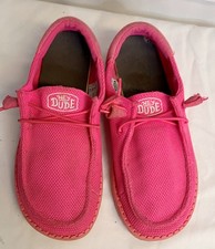 Hey Dude Women's Wendy Funk Mono Electri Pink Canvas Shoes Size 7M GC