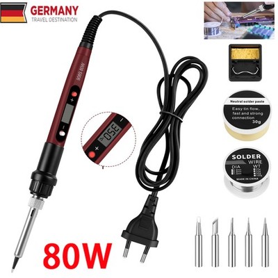 80W Lötkolben Set Lötstation LCD Einstellbarer Temperatur Lötset Soldering Iron