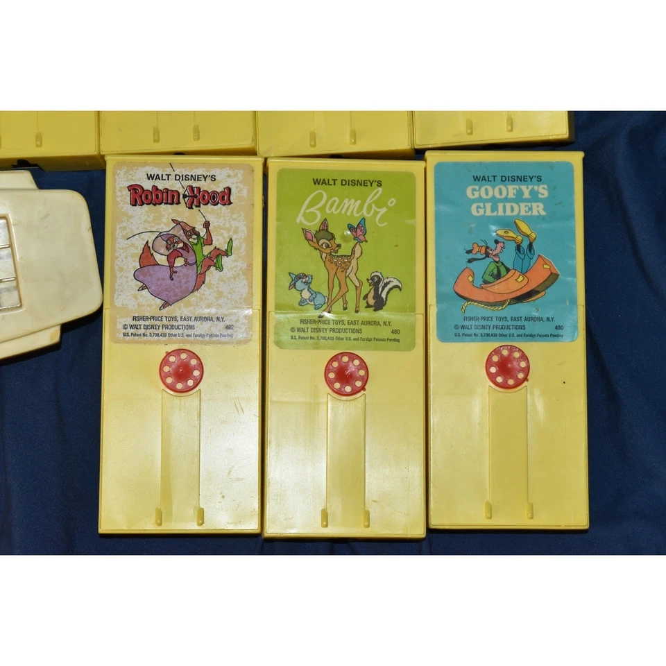 Juguete visor de películas Fisher-Price de colección con 10 cartuchos cintas años 70 PROBADO Foto 4 de 4
