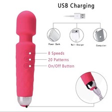 LuxuPremium Mini Wand Vibrator Massage Stab Flexible Silikon Wasserdicht USB Lad