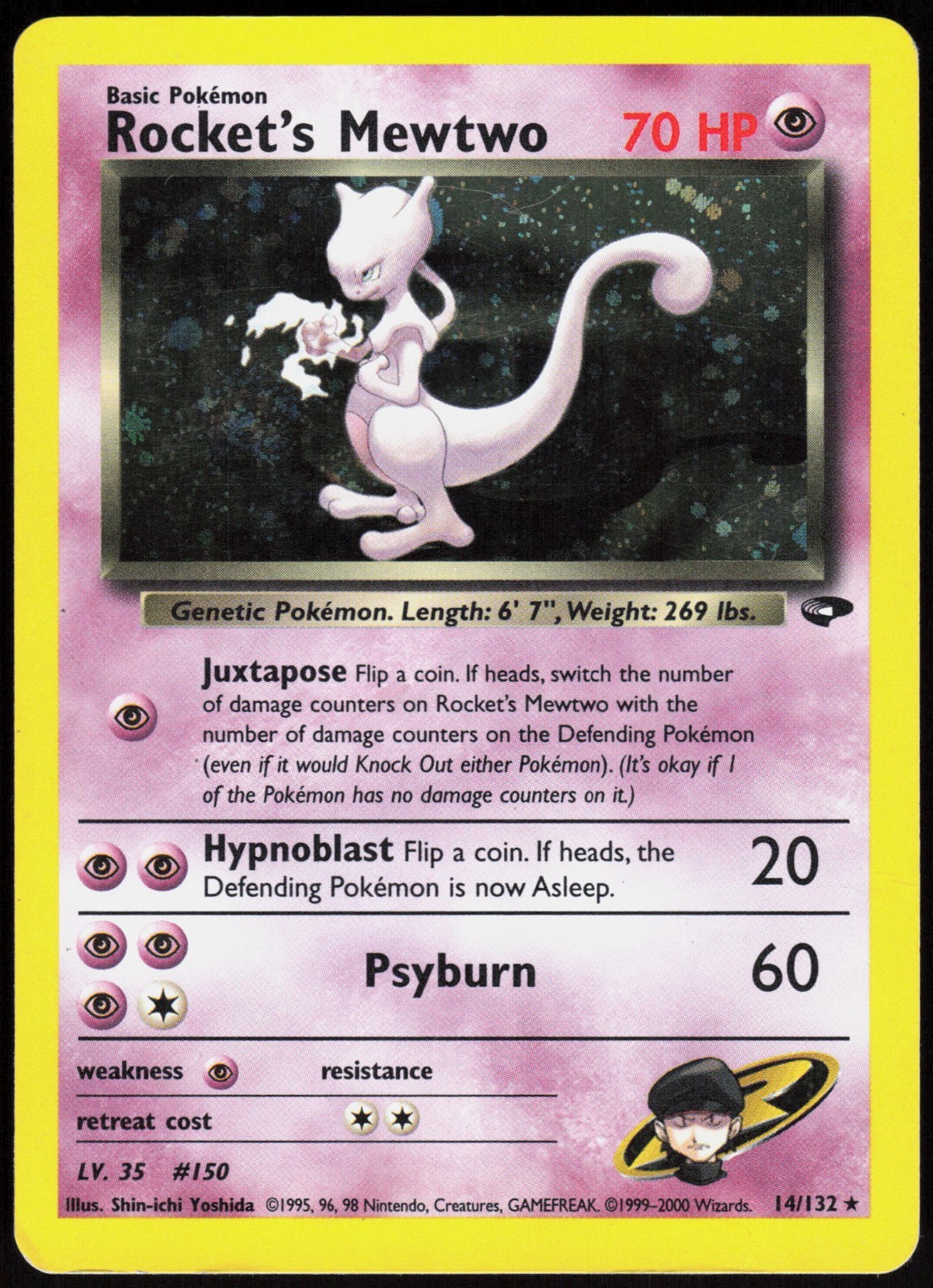 Rocket's Mewtwo - 14/132 - Pokemon Gym Challenge Unlimited Holo Rare Card LP