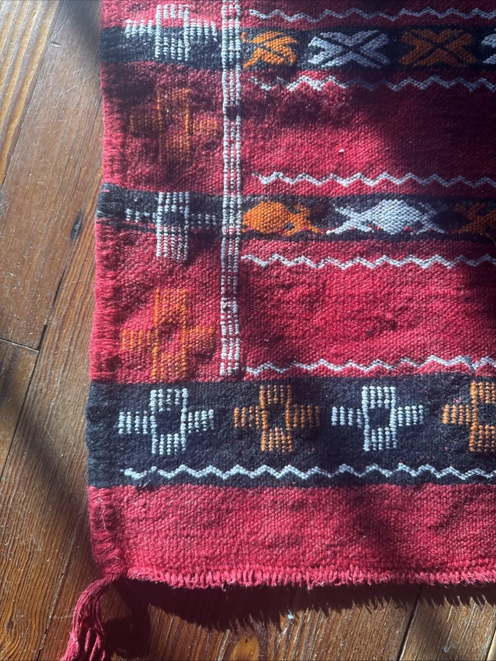 Alfombra Kilim bereber marroquí vintage — lana tejida a mano — amazigh roja — corredor de 6 pies Foto 2 de 4