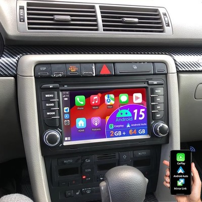 64G Apple Carplay Android 15 AutoRadio Navi RDS GPS FM BOSE für Audi A4 S4 B6 B7