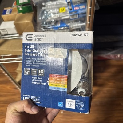Commercial Electric 4in. Matte White Integrated LED Recessed Trim 