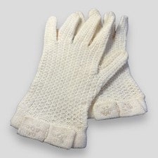 Vintage Child's Ivory Crocheted Gloves Bow Accent Easter Wedding Church