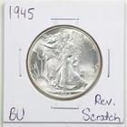 1945 50C Walking Liberty Half Dollar with BU Detail Rev. Scratch #6447