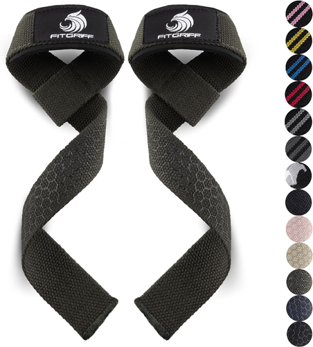 Ganci Per Sollevamento Pesi Farabi &ndash; Cinghie In Nylon Nere Per Bodybuilding E Palestra