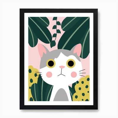 Dschungel Katze Kunstdruck gerahmt Wandbild Poster Leinwanddruck Bild
