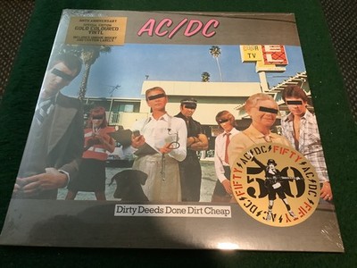 AC/DC - Dirty Deeds Done Dirt Cheap - Gold Vinyl LP - 50th Anniversary Edition 