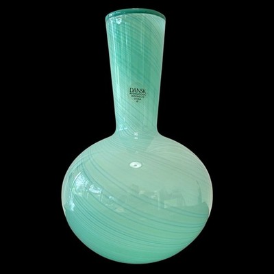 Vintage Dansk Mezza Filigrana Aqua Swirl Art Glass Vase Mid Century Modern 9.5''