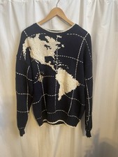 Vintage Nautica The Americas Hand Knit Sweater Mens Sz L Made USA Rare Boating