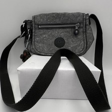 Kipling Gray Small Crossbody Bag Zip Closure Adj Strap Monkey Charm