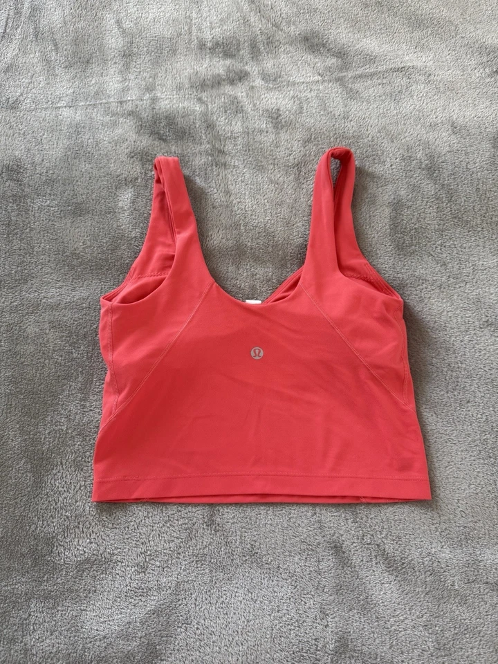 Camiseta sin mangas Lululemon Align para mujer 4 rojo coral calce ajustado longitud recortada yoga Foto 2 de 4