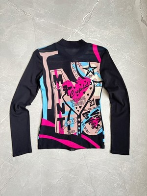 Vintage Noun Paris Zip Mesh Top Longsleeve Las Vegas Print Size S Avant Garde