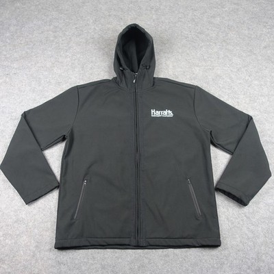 Harrahs Jacket Mens 3XL Black Hooded Softshell Casino Northern California Rain
