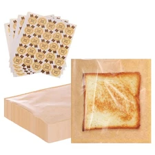300pcs Heat Sealable Bakery Bags with Window 7.9 x 7.5 inches Brown